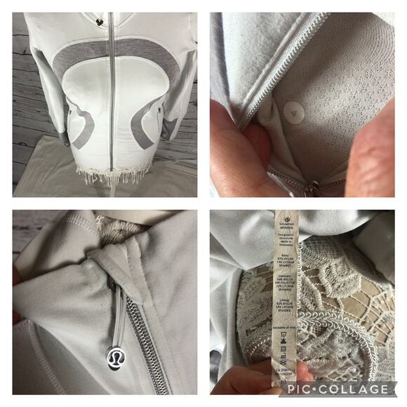Lululemon Women in Stride jacket white & Metallic silver full zip high neck 4 - Picture 6 of 12